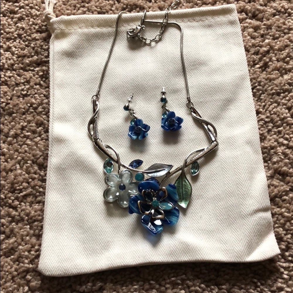 NWOT Glass Necklace/Earring Set